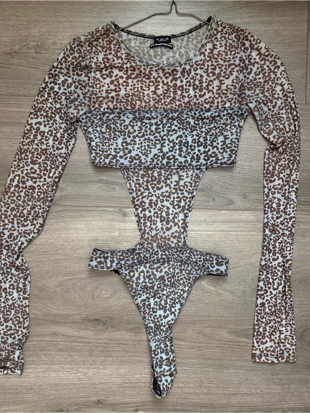 UO Out From Under Leopard Print Long Sleeve Cutout Top